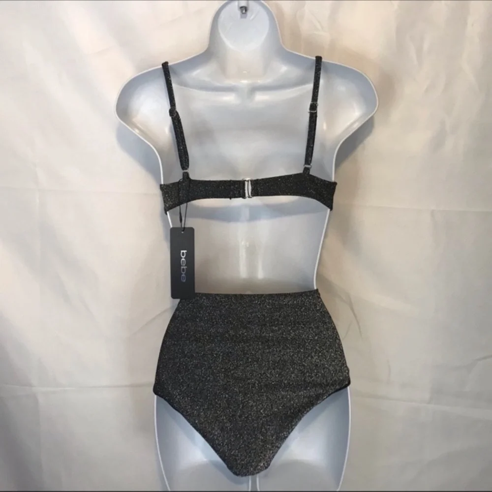 Bebe bikini swimsuit metallic shimmer NWT